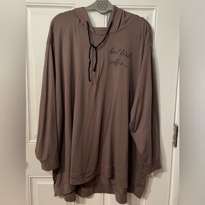 AnyBody Women’s BUT FIRST, COFFEE Plus Size 4XP Chocolate Brown Long Sleeve Top